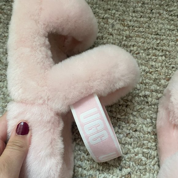 Pink Fuzzy Ugg Sandals, Size 9 - Picture 3 of 4